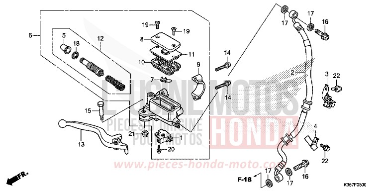 FRONT BRAKE MASTER CYLINDER for PCX 125 PEARL SIENA RED (R320) from 2017